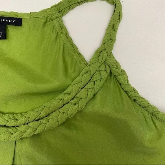 Banana Republic 100% Silk Tank Top Blouse Green Braided Straps Women Size Small - Picture 6 of 11